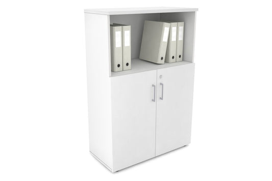 Uniform Medium Storage Cupboard with Small Doors [800W x 1170H x 350D] Jasonl White white silver handle
