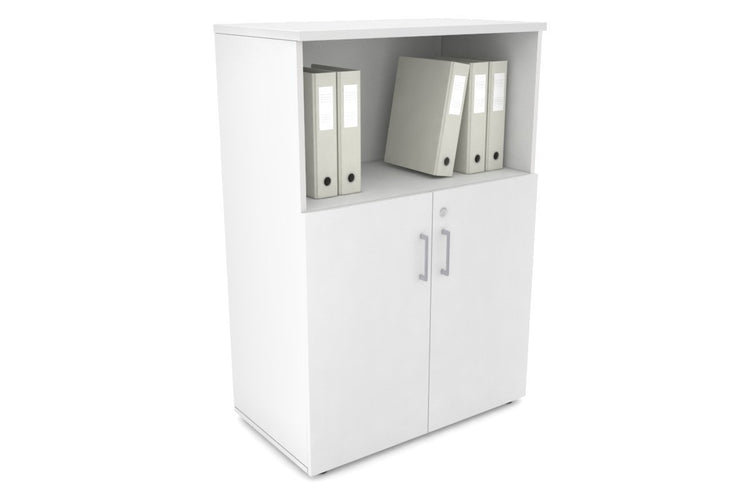 Uniform Medium Storage Cupboard with Small Doors [800W x 1170H x 450D] Jasonl White white silver handle