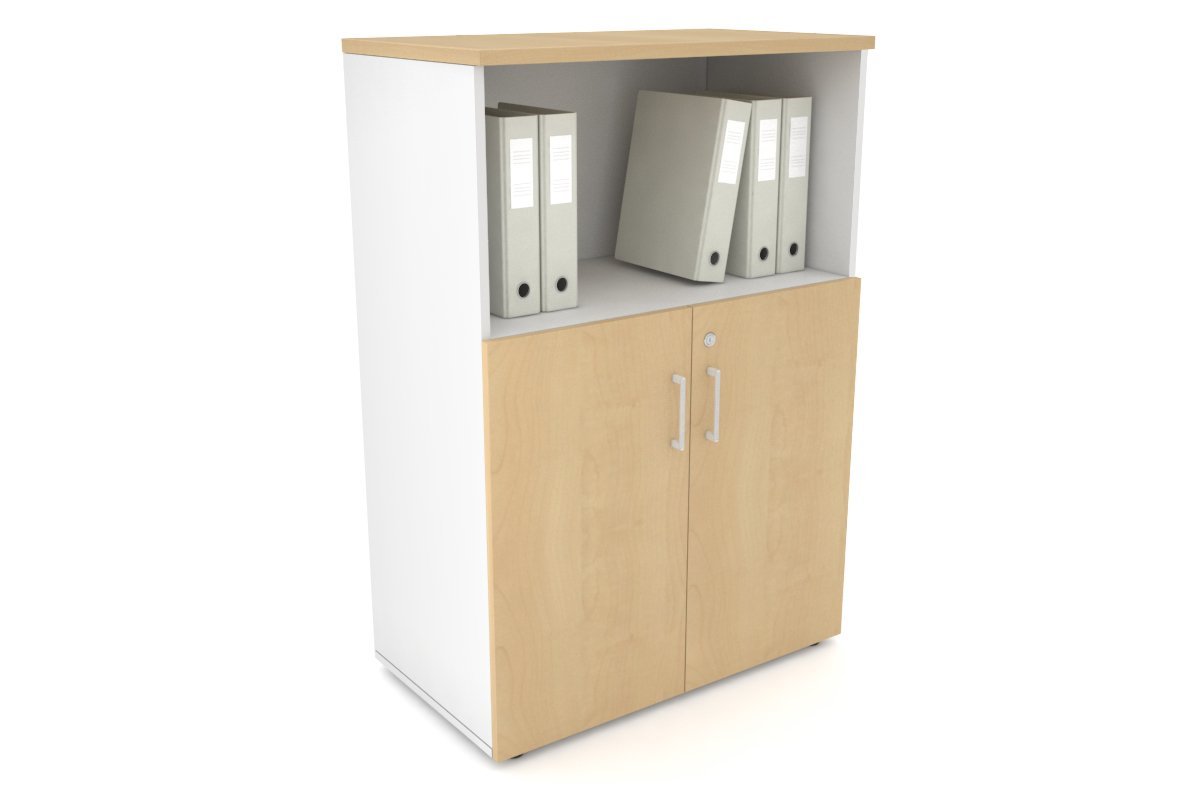 Uniform Medium Storage Cupboard with Small Doors [800W x 1170H x 450D] Jasonl White maple white handle