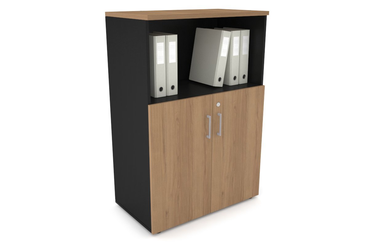 Uniform Medium Storage Cupboard with Small Doors [800W x 1170H x 450D] Jasonl Black salvage oak silver handle
