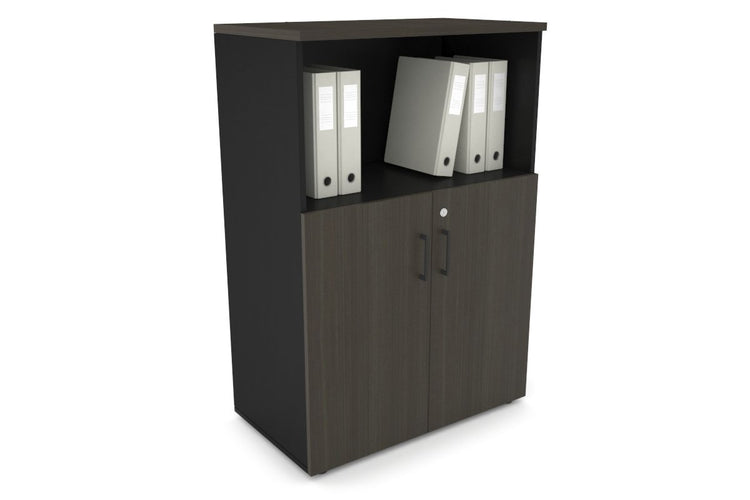 Uniform Medium Storage Cupboard with Small Doors [800W x 1170H x 450D] Jasonl Black dark oak black handle