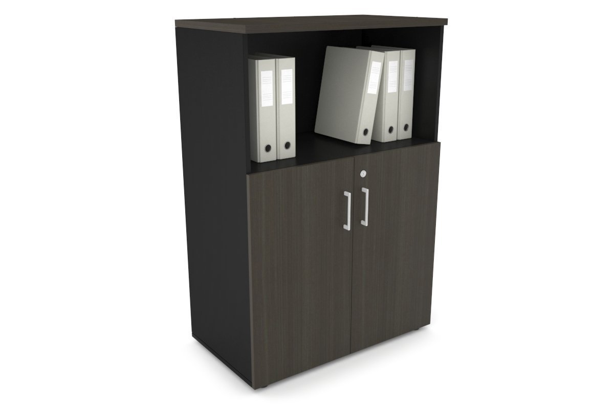 Uniform Medium Storage Cupboard with Small Doors [800W x 1170H x 450D] Jasonl Black dark oak white handle