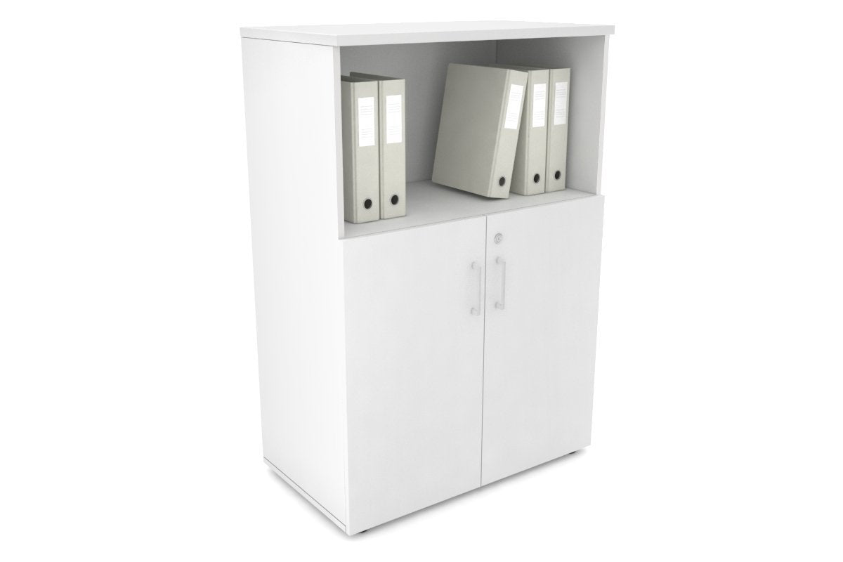 Uniform Medium Storage Cupboard with Small Doors [800W x 1170H x 450D] Jasonl White white white handle