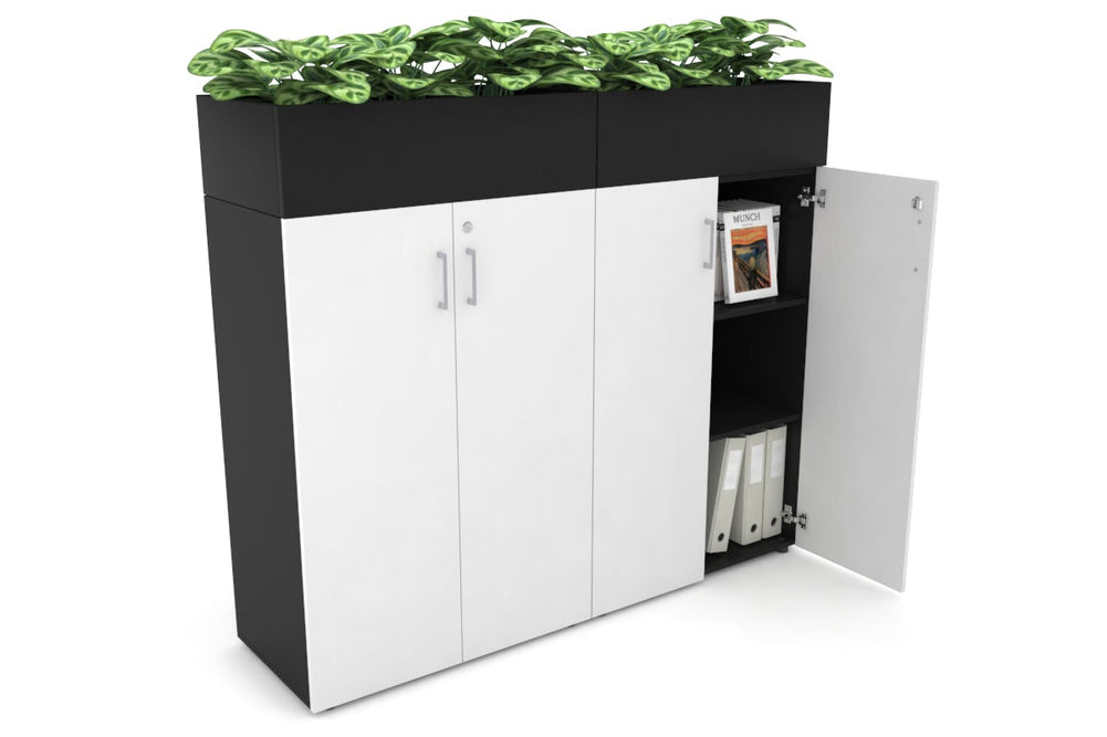 Uniform Medium Storage + Planter Box [1600W x 1395H x 450D]-Black black silver handle