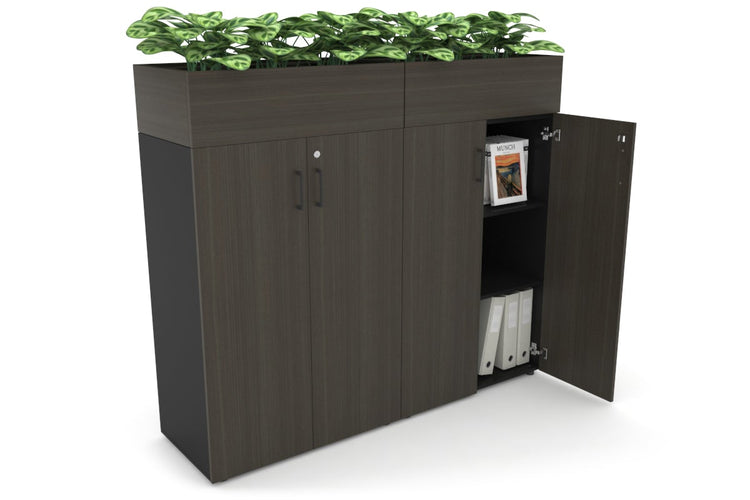 Uniform Medium Storage + Planter Box [1600W x 1395H x 428D] Jasonl Black dark oak black handle