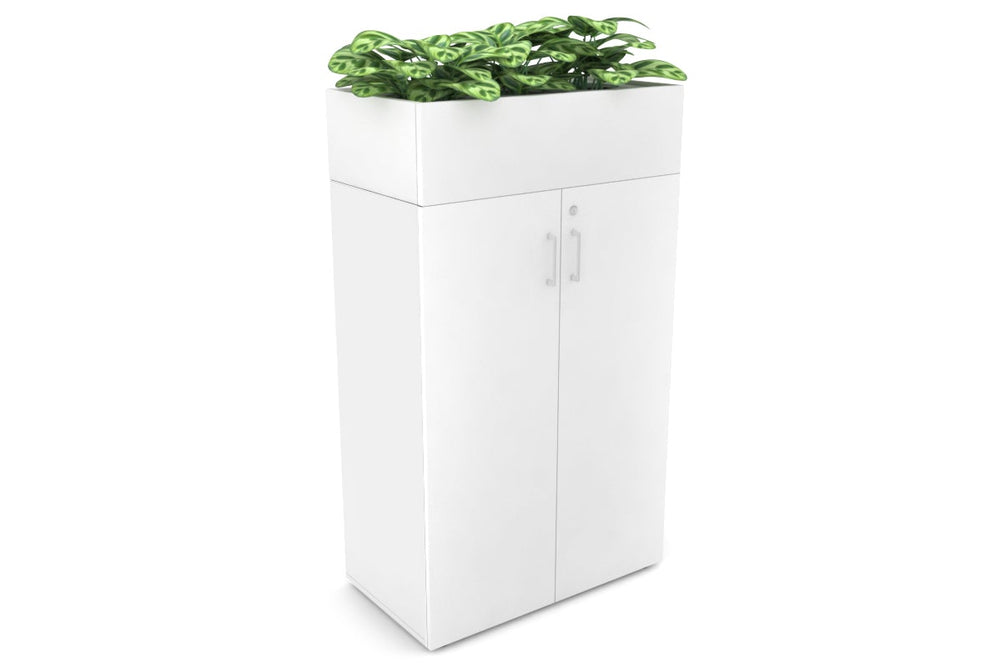 Uniform Medium Storage + Planter Box [800W x 1395H x 450D]-White white white handle
