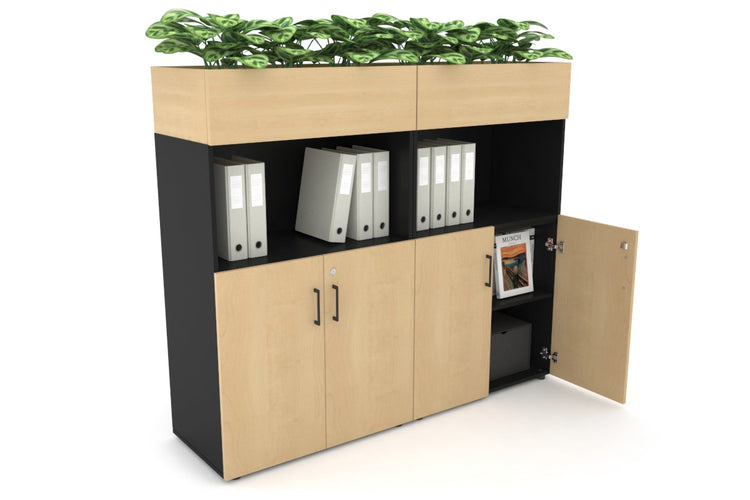 Uniform Medium Storage with Small Doors + Planter Box [1600W x 1395H x 428D] Jasonl Black maple black handle