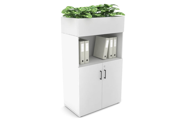 Uniform Medium Storage with Small Doors + Planter Box [800W x 1395H x 428D] Jasonl White white black handle