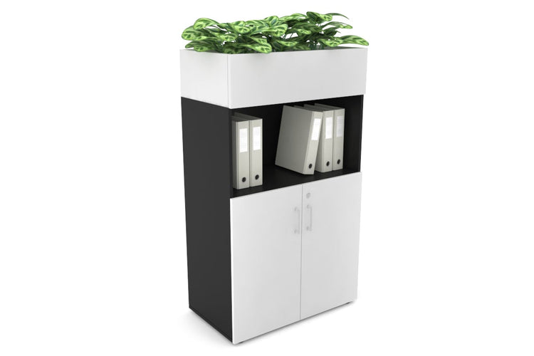 Uniform Medium Storage with Small Doors + Planter Box [800W x 1395H x 428D] Jasonl Black white white handle