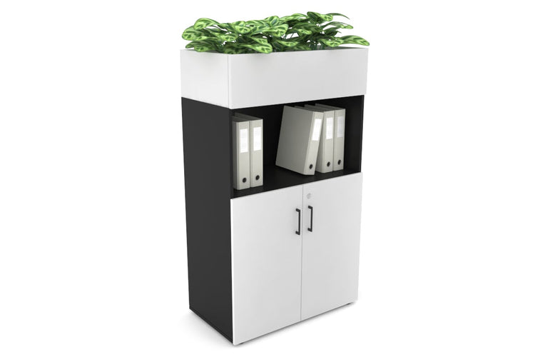 Uniform Medium Storage with Small Doors + Planter Box [800W x 1395H x 428D] Jasonl Black white black handle