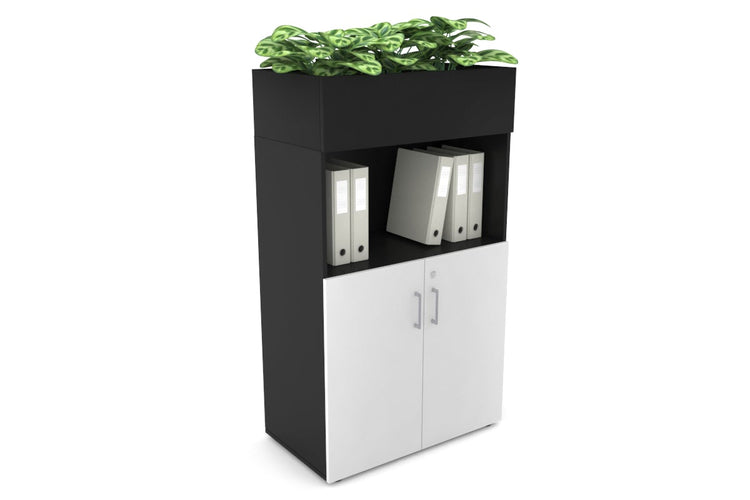 Uniform Medium Storage with Small Doors + Planter Box [800W x 1395H x 428D] Jasonl Black black silver handle
