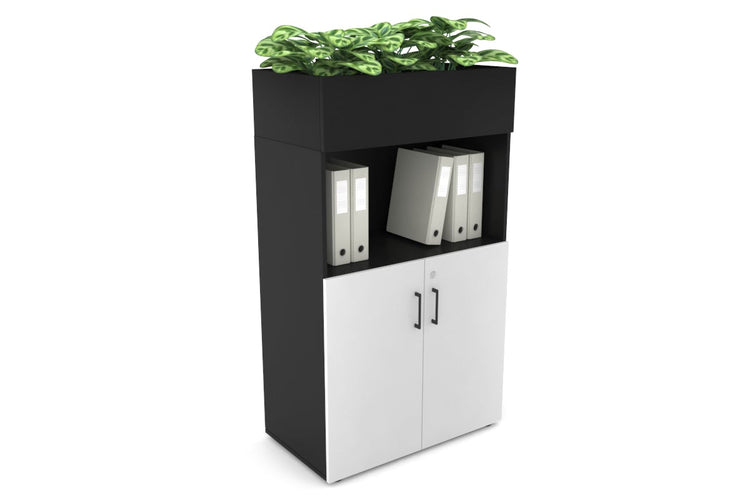 Uniform Medium Storage with Small Doors + Planter Box [800W x 1395H x 428D] Jasonl Black black black handle