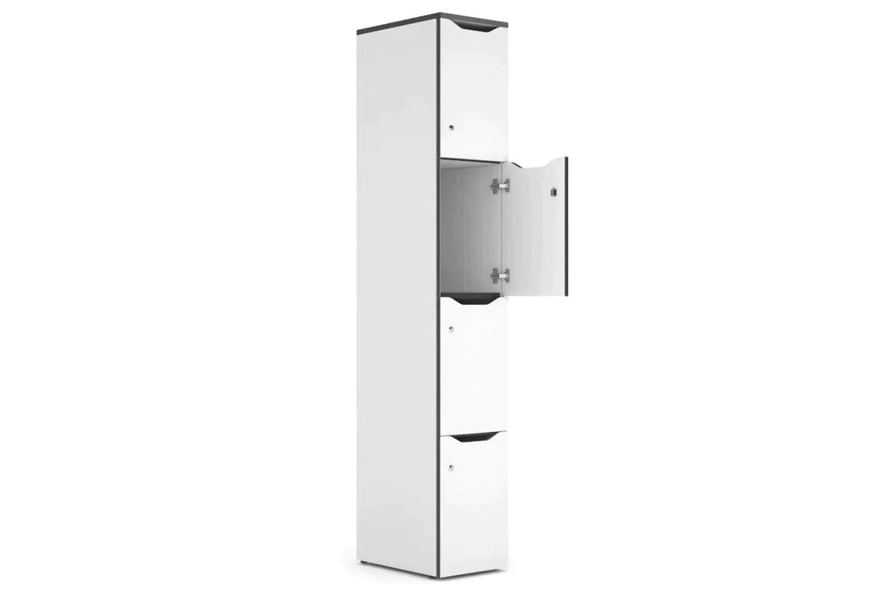 Uniform Melamine Locker White Carcass 4 Tier Door-digital keypad  