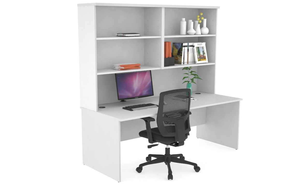 Uniform Panel Desk with Open Hutch [1600W x 750H x 700D] Jasonl White white none
