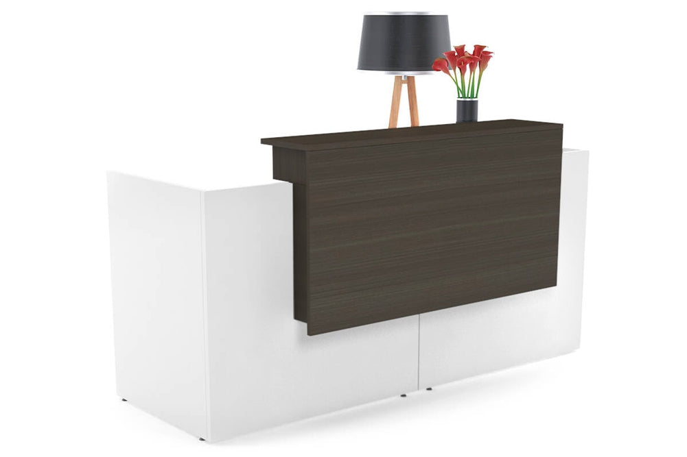 Uniform Reception Counter - White Desk-dark oak  