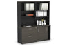 Uniform Sliding 2 Door Credenza and 2 Drawer Lateral File Unit with Open Hutch - Thumbnail 16 