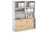 Uniform Sliding 2 Door Credenza and 2 Drawer Lateral File Unit with Open Hutch - Thumbnail 36 