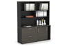 Uniform Sliding 2 Door Credenza and 2 Drawer Lateral File Unit with Open Hutch - Thumbnail 15 