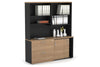 Uniform Sliding 2 Door Credenza and 2 Drawer Lateral File Unit with Open Hutch - Thumbnail 14 
