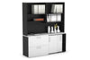 Uniform Sliding 2 Door Credenza and 2 Drawer Lateral File Unit with Open Hutch - Thumbnail 26 