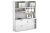 Uniform Sliding 2 Door Credenza and 2 Drawer Lateral File Unit with Open Hutch - Thumbnail 3 