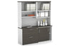 Uniform Sliding 2 Door Credenza and 2 Drawer Lateral File Unit with Open Hutch - Thumbnail 9 