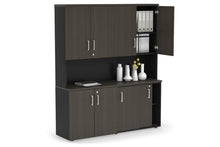  - Uniform Sliding 2 Door Credenza and Small 2 Door Cupboard Unit - Hutch with Doors - 1