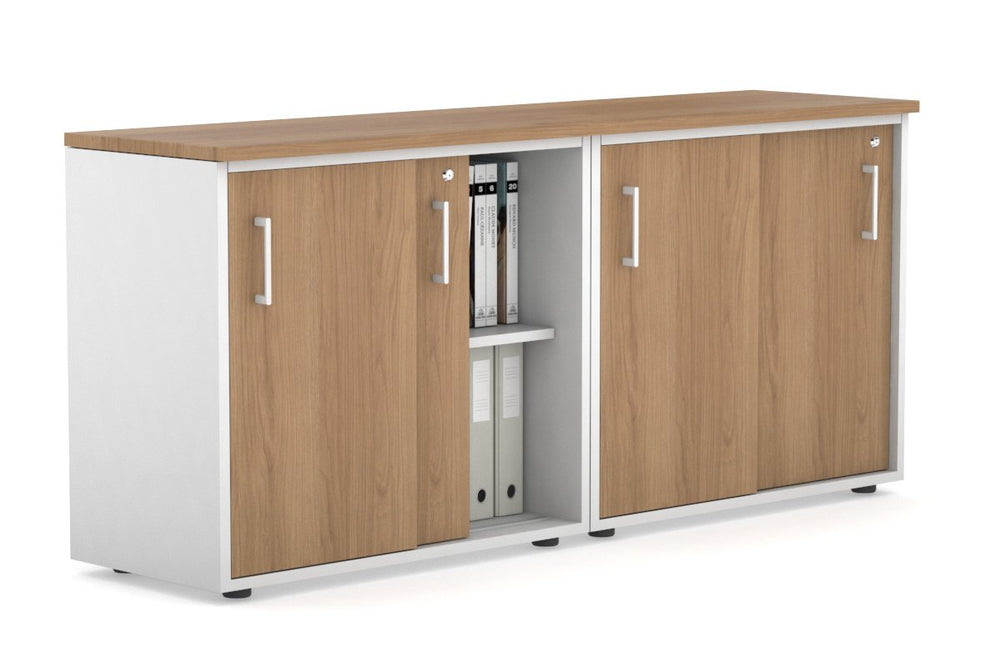Uniform Sliding Door Credenza [1600W x 750H x 450D]-White salvage oak white handle