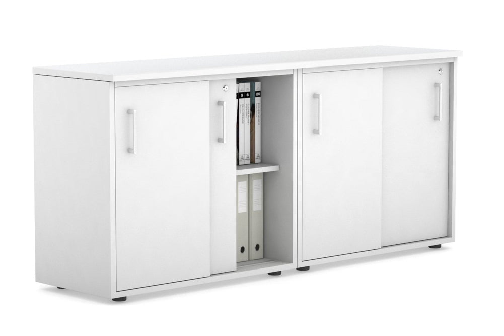 Uniform Sliding Door Credenza [1600W x 750H x 450D]-White white white handle