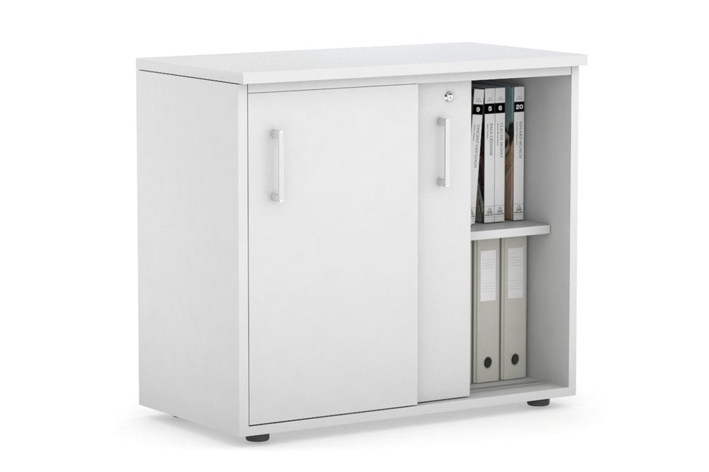 Uniform Sliding Door Credenza [800W x 750H x 450D]-White white white handle
