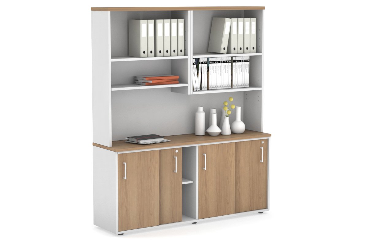 Uniform Sliding Door Credenza with Open Hutch [1600W x 750H x 450D] Jasonl 