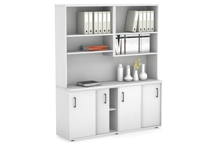 Uniform Sliding Door Credenza with Open Hutch [1600W x 750H x 450D] Jasonl 