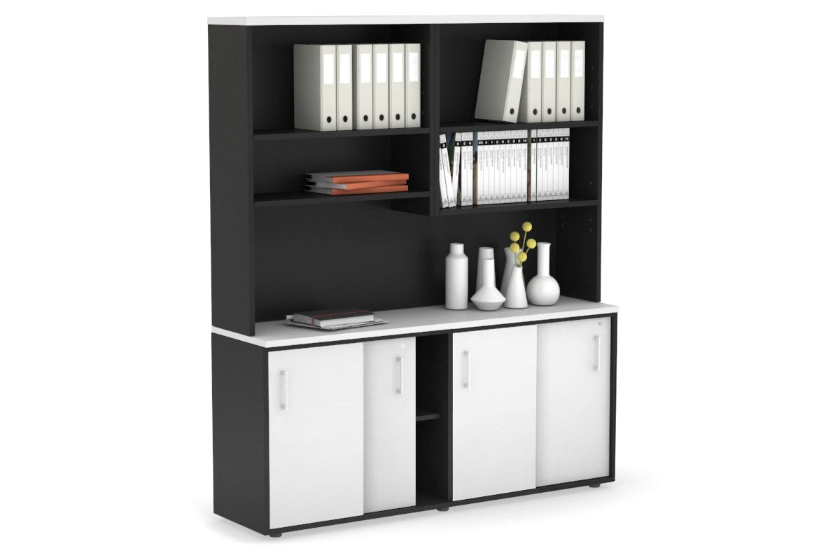 Uniform Sliding Door Credenza with Open Hutch [1600W x 750H x 450D] Jasonl 