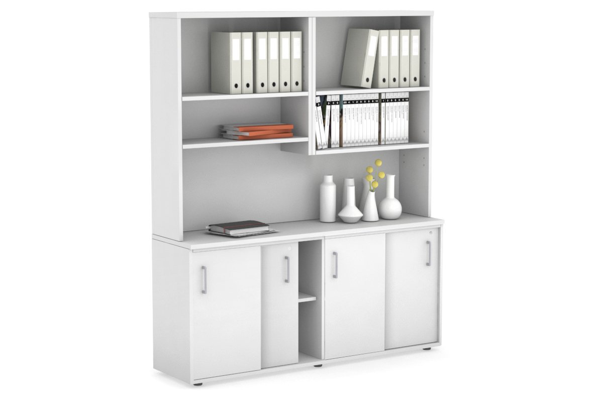 Uniform Sliding Door Credenza with Open Hutch [1600W x 750H x 450D] Jasonl 