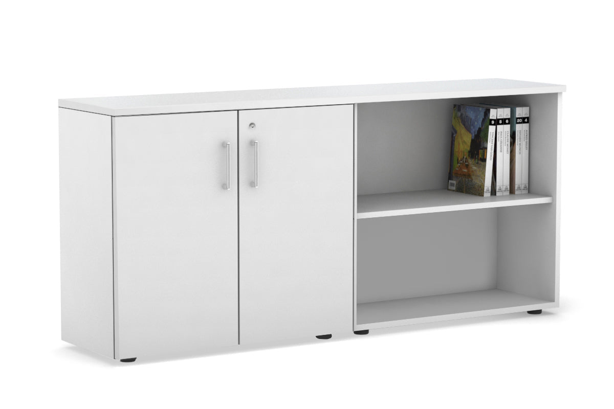 Uniform Small 2 Door and Open Storage Unit [1600W x 750H x 350D] Jasonl white carcass white white handle