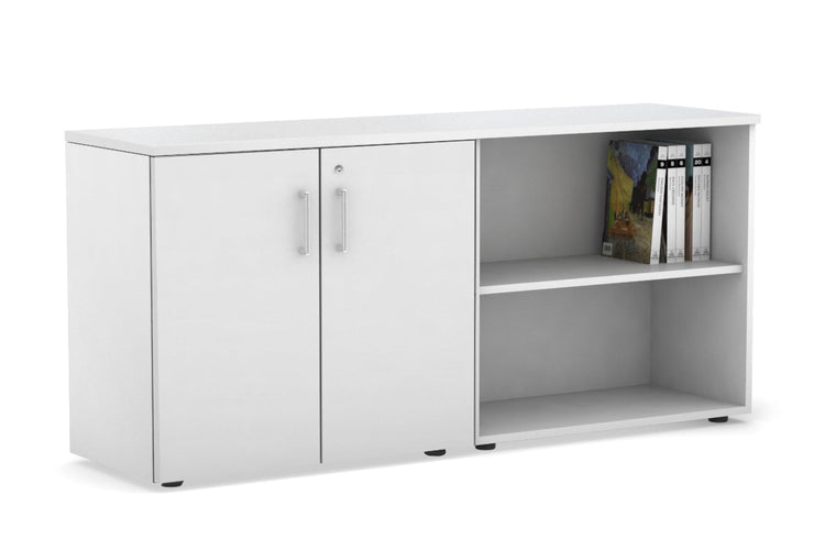 Uniform Small 2 Door and Open Storage Unit [1600W x 750H x 450D] Jasonl white carcass white white handle