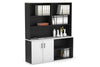 Uniform Small 2 Door and Open Storage Unit with Open Hutch - Thumbnail 15 