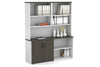 Uniform Small 2 Door and Open Storage Unit with Open Hutch - Thumbnail 12 