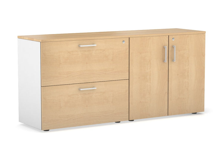 Uniform Small 2 Drawer Lateral File and 2 Door Cupboard Jasonl White maple white handle