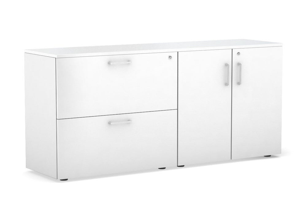 Uniform Small 2 Drawer Lateral File and 2 Door Cupboard-White white white handle