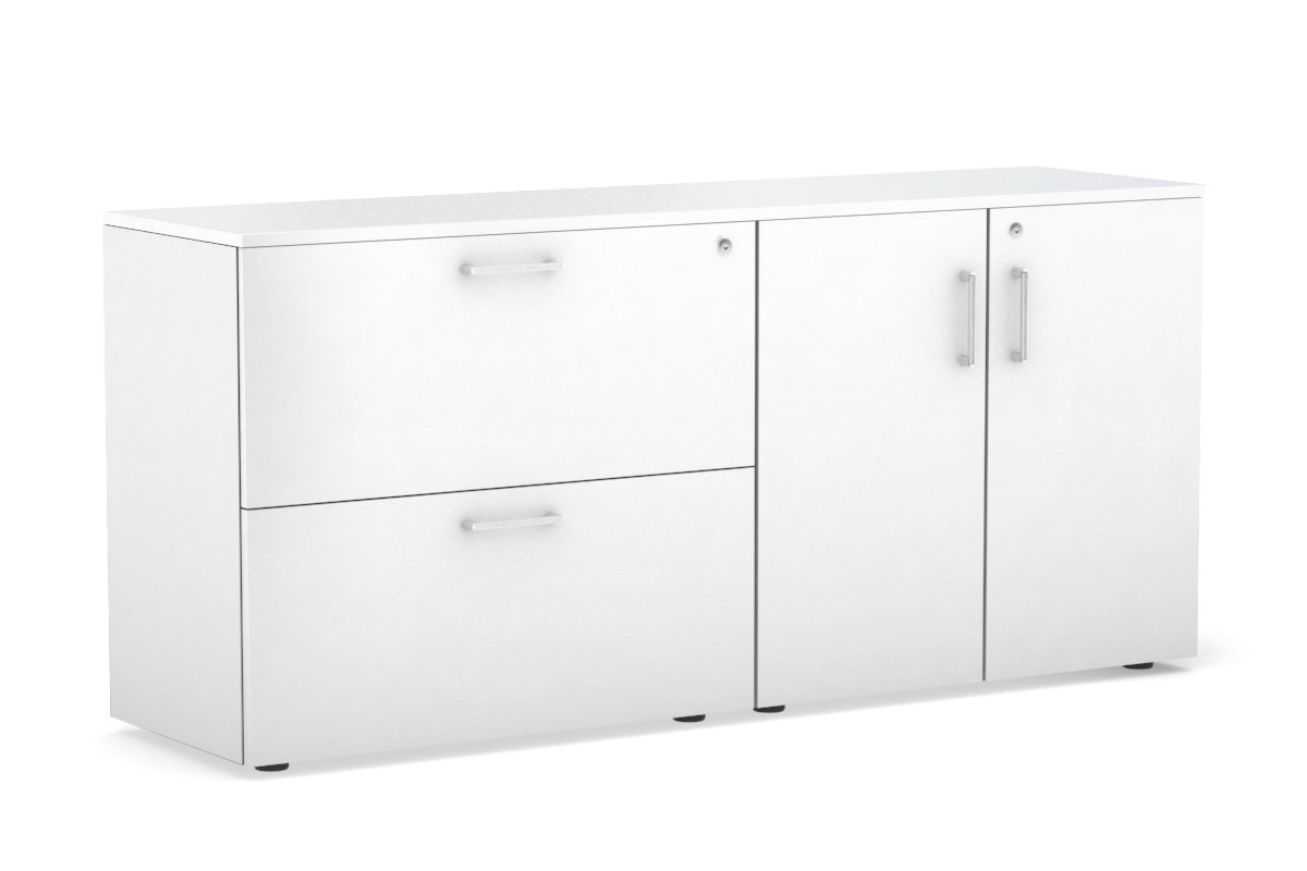 Uniform Small 2 Drawer Lateral File and 2 Door Cupboard Jasonl White white white handle