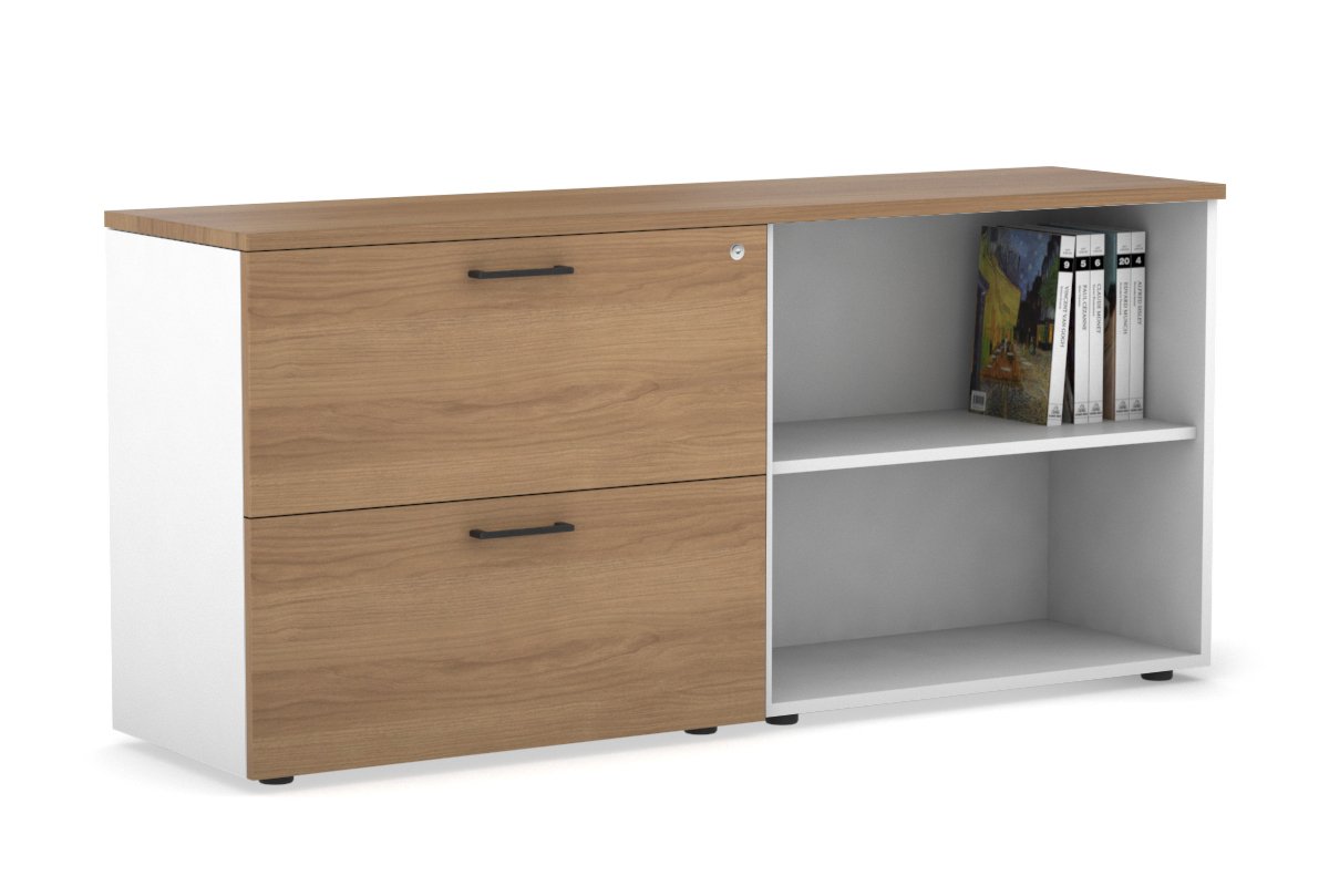 Uniform Small 2 Filing Drawer and Open Storage Unit Jasonl White salvage oak black handle