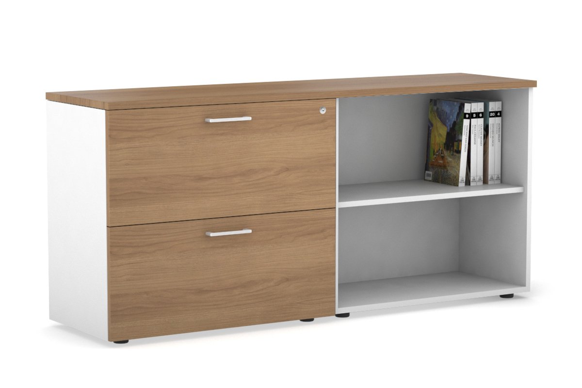 Uniform Small 2 Filing Drawer and Open Storage Unit Jasonl White salvage oak white handle