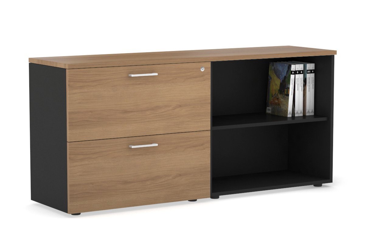 Uniform Small 2 Filing Drawer and Open Storage Unit Jasonl Black salvage oak white handle