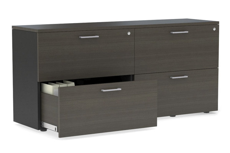 Uniform Small Drawer Lateral Filing Cabinet [ 1600W x 750H x 450D] Jasonl Black dark oak silver handle