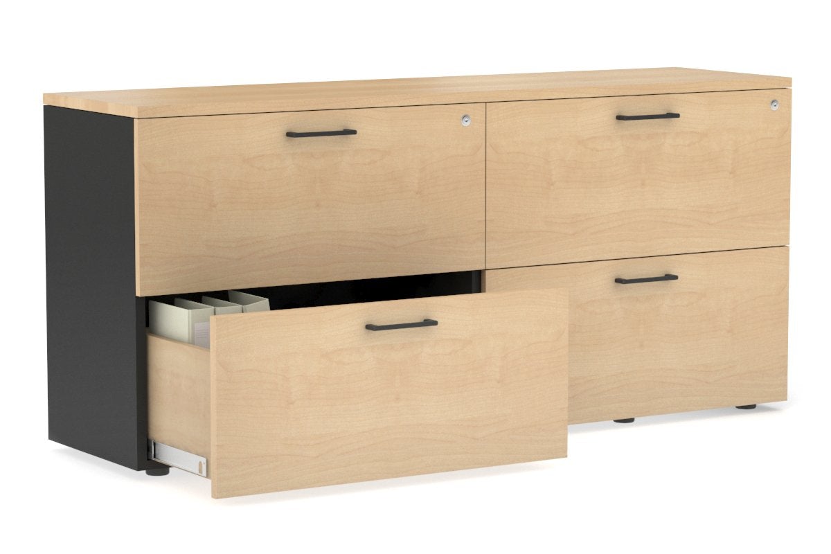 Uniform Small Drawer Lateral Filing Cabinet [ 1600W x 750H x 450D] Jasonl Black maple black handle