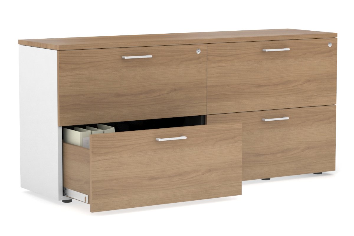 Uniform Small Drawer Lateral Filing Cabinet [ 1600W x 750H x 450D] Jasonl White salvage oak white handle