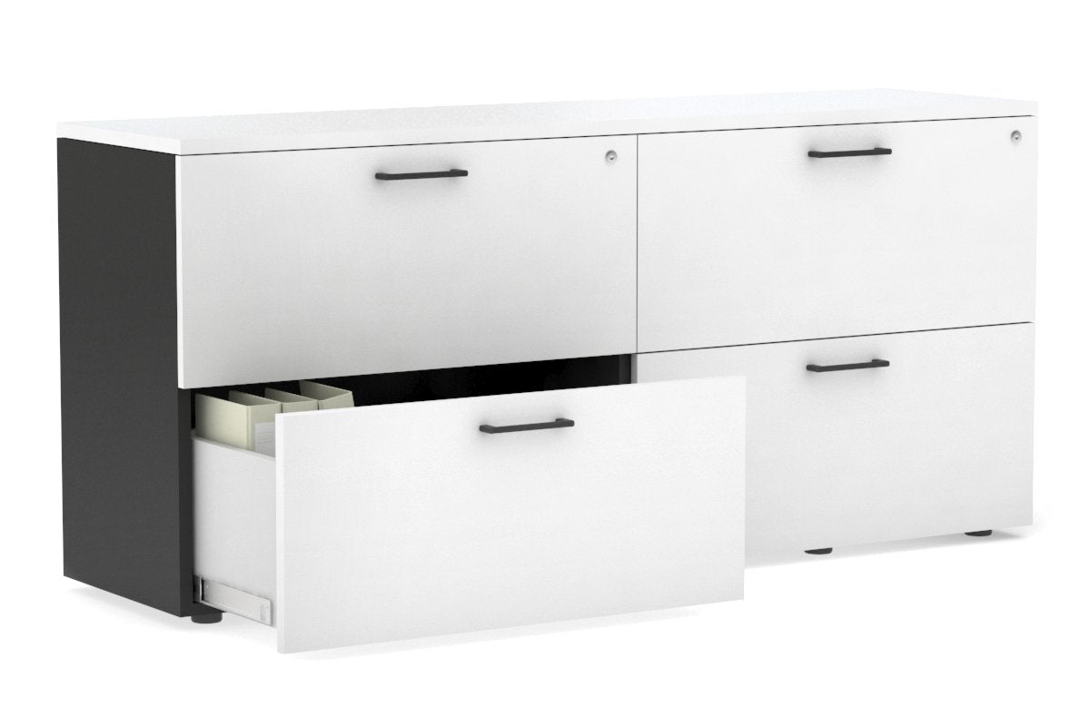 Uniform Small Drawer Lateral Filing Cabinet [ 1600W x 750H x 450D]-Black white black handle