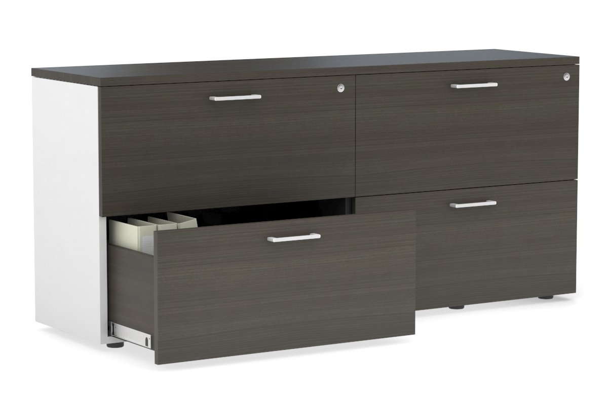 Uniform Small Drawer Lateral Filing Cabinet [ 1600W x 750H x 450D] Jasonl White dark oak white handle