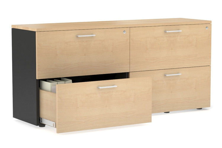 Uniform Small Drawer Lateral Filing Cabinet [ 1600W x 750H x 450D] Jasonl Black maple white handle